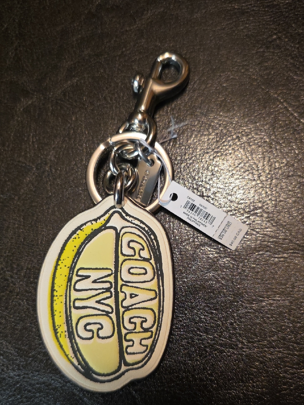 Coach NYC Lemon Silicone Keyring Charm - Yellow & Cream